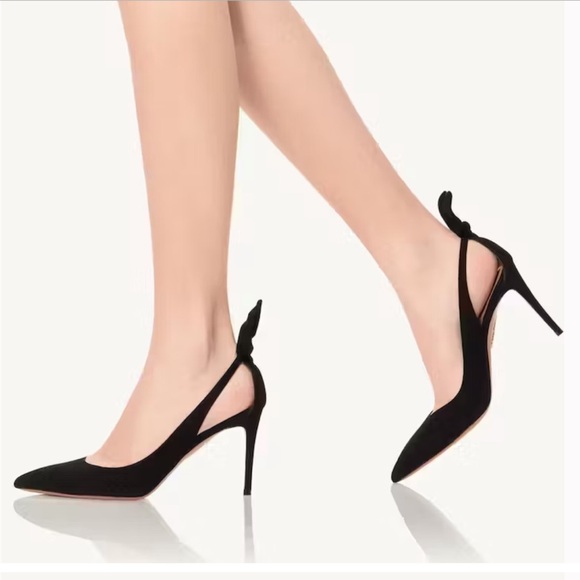 Aquazzura Bow Tie Pump 85mm Heels Black Size 36 - Picture 5 of 14